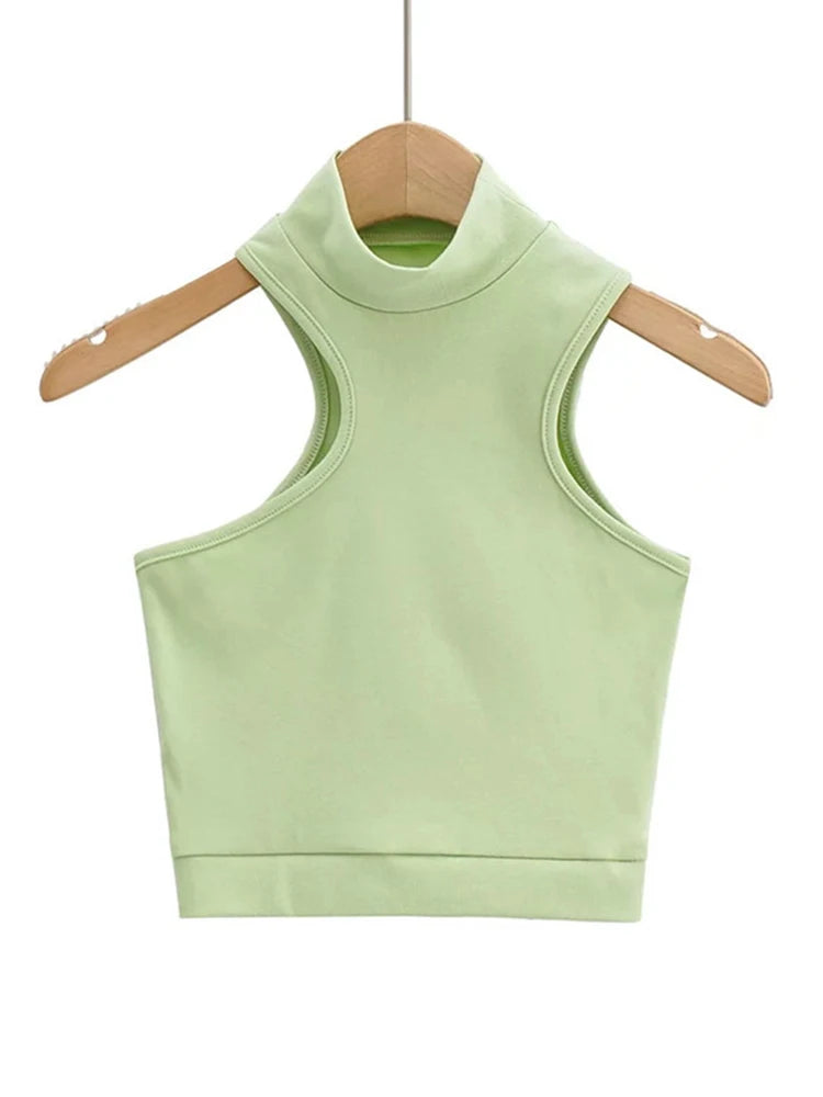 Asymmetric Crop Tank Top With Cut Out Detail